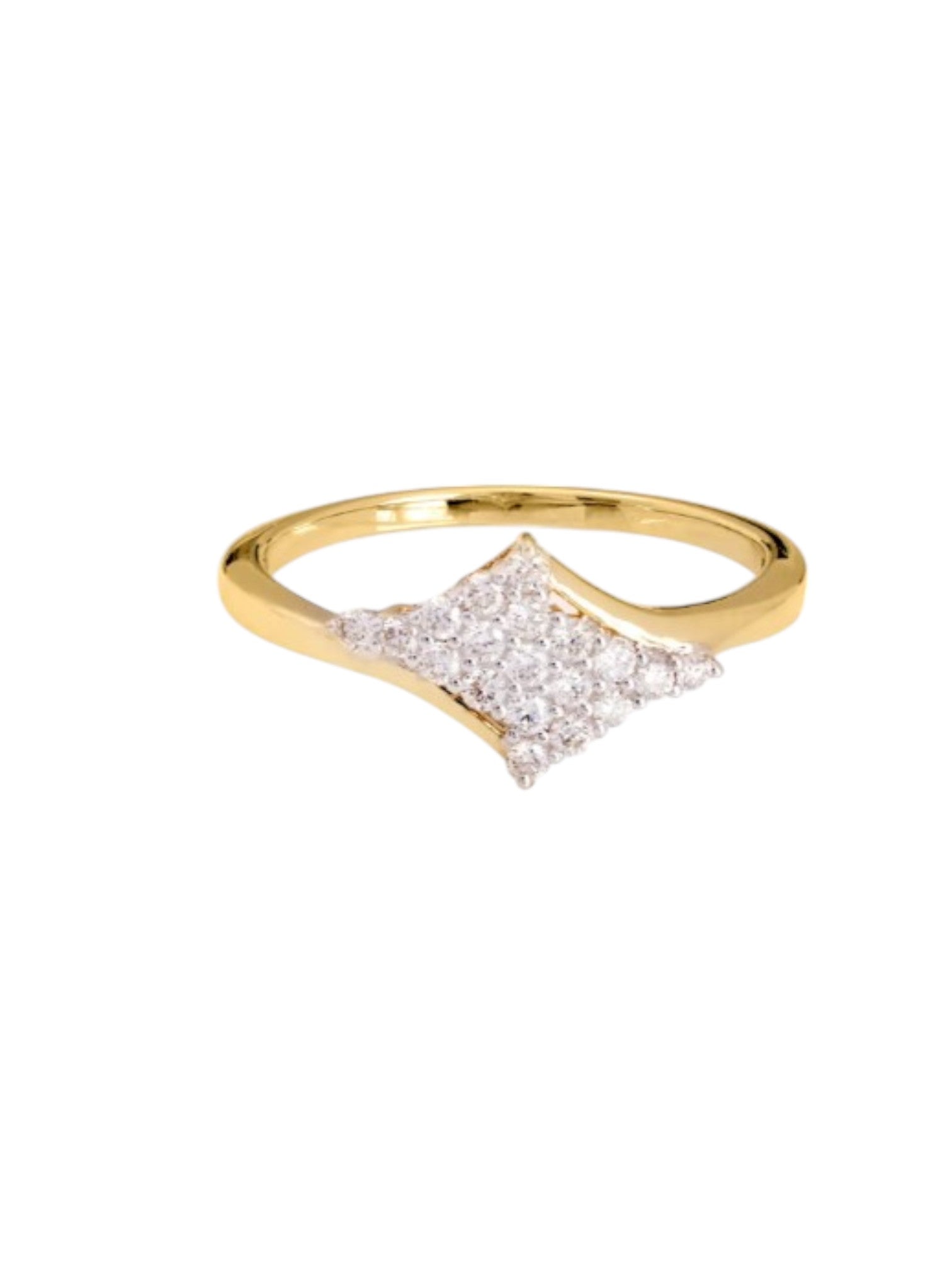 Kite shaped Statement Sterling Silver Gold Plated CZ Stone Light Weight Ring For Women By Kesardeep